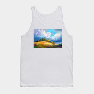 Abstract landscape with hills and trees and cloudy sky. Tank Top